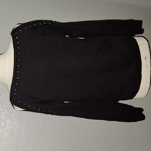 Guess Black Studded Open Cold Shoulder Sweatshirt with Front Cutout Size Medium